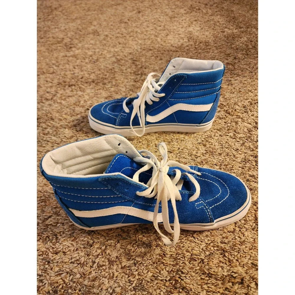 Vans Sk8-Hi High Top Classic Blue White Sneakers Men 5.5 Women 7 500714